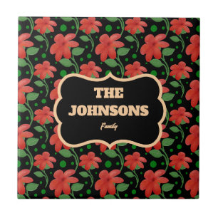 Personalised Floral Family Name Design Tile