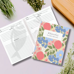 Personalised Floral Favourite Recipe Notebook