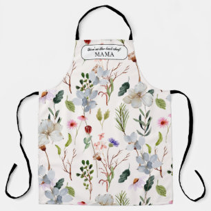 Personalised Floral Foliage World Best Chef Mama Apron