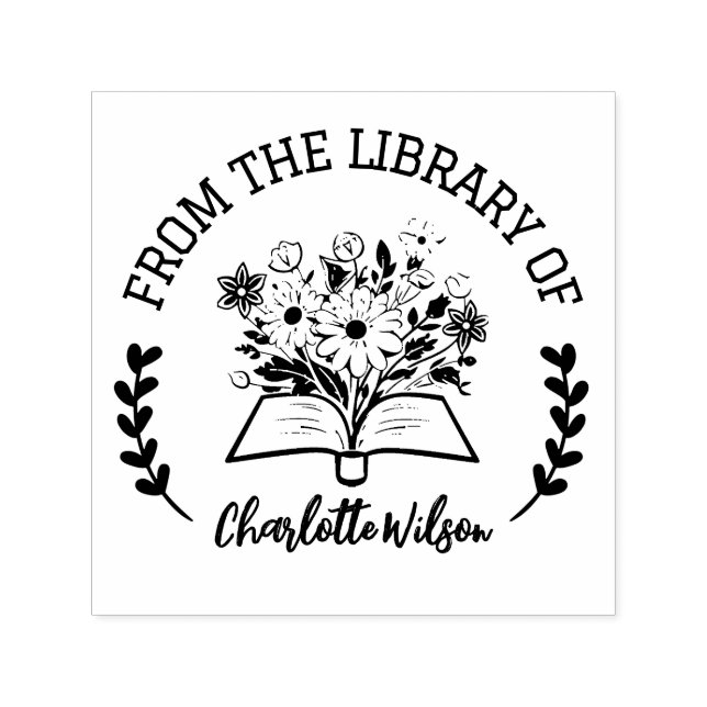Personalised Floral From The Library Of Book Stamp (Design)