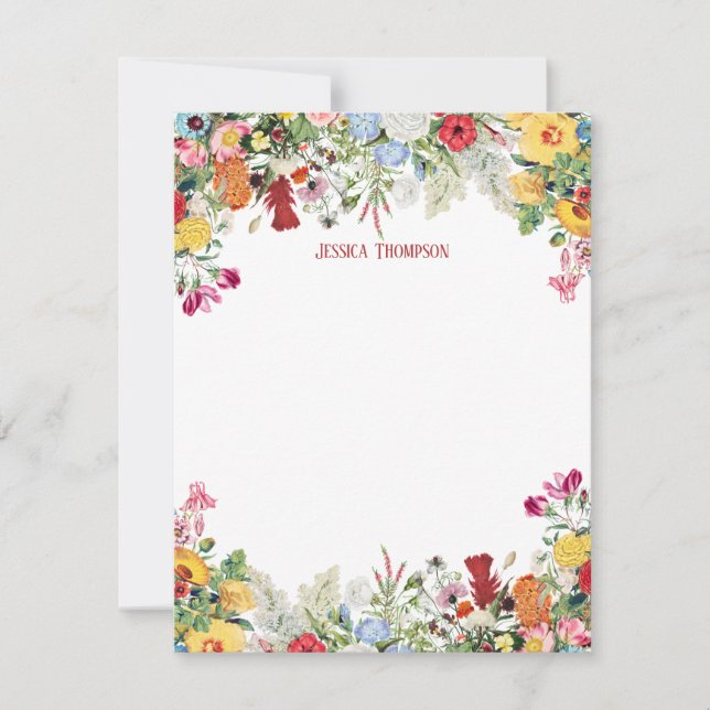 Personalised Floral Garden Colourful Flowers Card (Front)