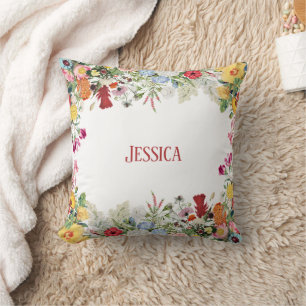 Personalised Floral Garden Colourful Flowers Cushion
