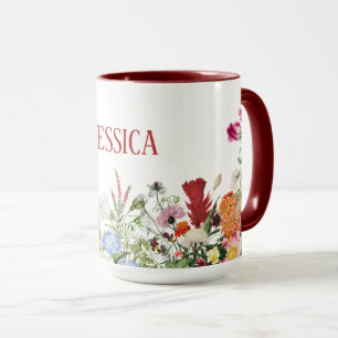 Personalised Floral Garden Colourful Flowers Mug