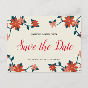 Personalised - Floral Garden Party Save The Date Postcard