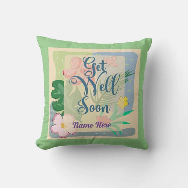 Personalised Floral Get Well Pillow (Front)