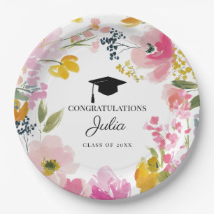 Personalised Floral Graduation Party Decor Paper Plate