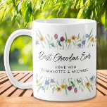 Personalised Floral Grandma Coffee Mug<br><div class="desc">This floral mug is decorated with delicate watercolor wildflowers and foliage in pastel shades. It says Best Grandma Ever stylish script typography. Easily customisable. Use the Design Tool to change the text size, style, or colour. As we create our artwork you won't find this exact image from other designers. Original...</div>