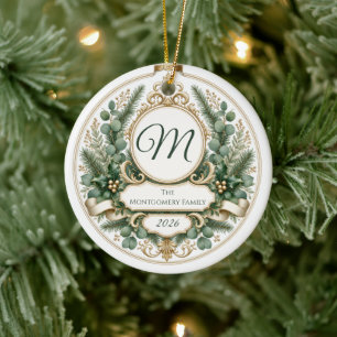 Personalised Floral Greenery Photo Ceramic Tree Decoration