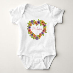 Personalised Floral Heart Baby Bodysuit