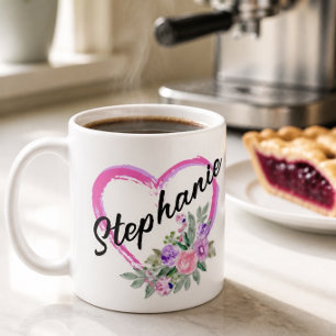 Personalised Floral Heart Mug