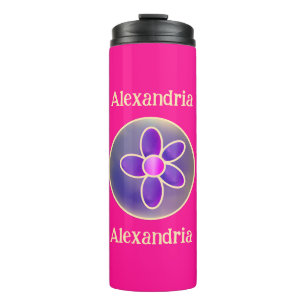 Personalised Floral Hot Pink Thermal Tumbler