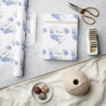 Personalised Floral Hydrangea Wedding  Wrapping Paper<br><div class="desc">Blue & lavender watercolor hydrangea gold heart surrounding your choice of names make this the perfect for wrapping all your bridal shower &  wedding gifts.  Just lovely. Perfect for your wedding or special occasion.</div>