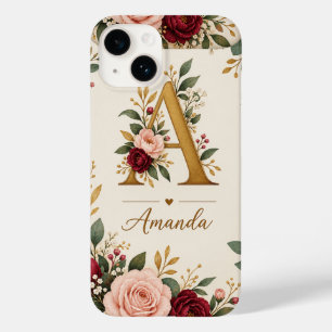 Personalised Floral Initial Monogram Case-Mate iPhone 14 Case