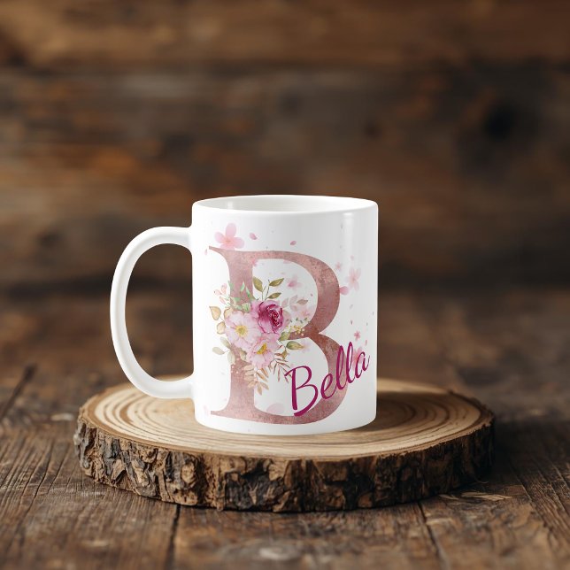 Personalised Floral Initial Mug – Letter B (Creator Uploaded)