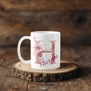 Personalised Floral Initial Mug – Letter H