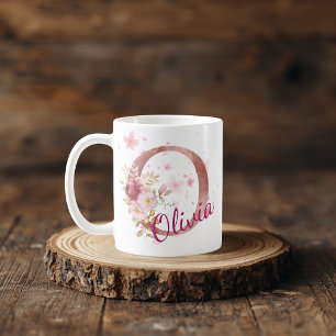 Personalised Floral Initial Mug – Letter O