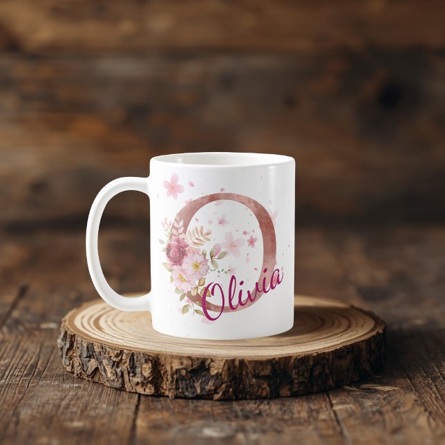 Personalised Floral Initial Mug – Letter O (Creator Uploaded)