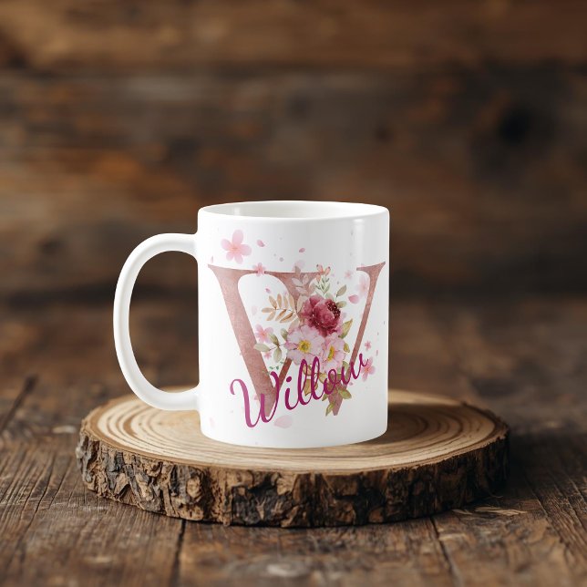 Personalised Floral Initial Mug – Letter W (Creator Uploaded)