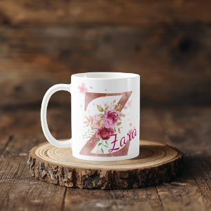 Personalised Floral Initial Mug – Letter Z