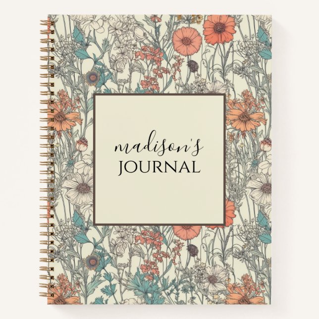 Personalised Floral Journal Notebook (Front)