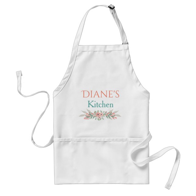 Personalised Floral Kitchen Standard Apron (Front)