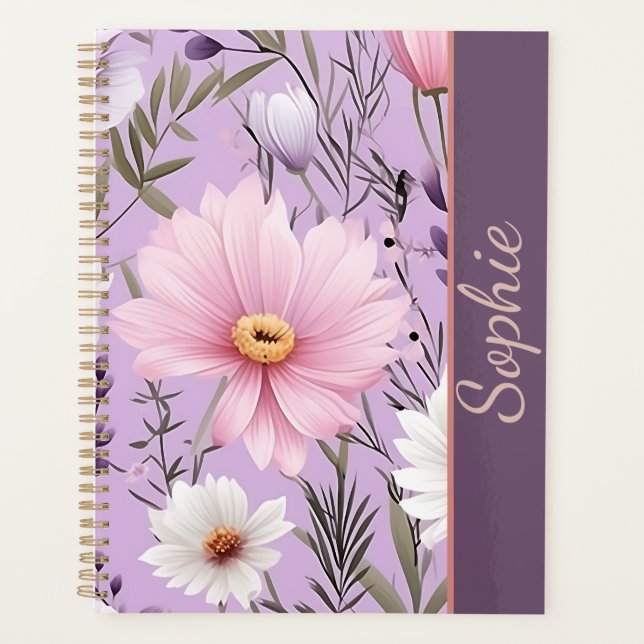Personalised Floral Lavender Planner with Name (Front)