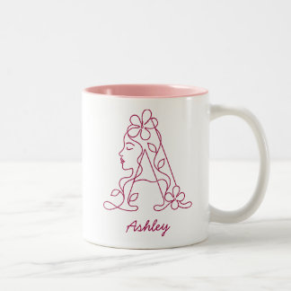 Personalised Floral Letter A Mug | Custom Name
