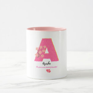 Personalised floral letter A mug /elegent monogram
