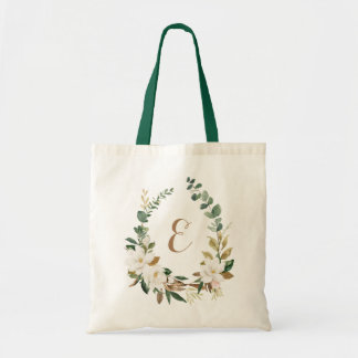 Personalised Floral Magnolia Greenery Tote Bag