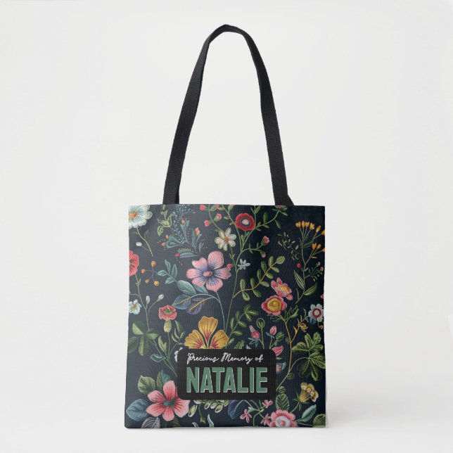 Personalised Floral Memory  Tote Bag (Front)