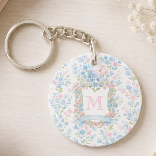 Personalised Floral Monogram Acrylic Keychain