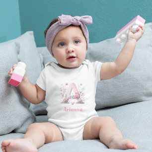 Personalised Floral Monogram Baby Bodysuit