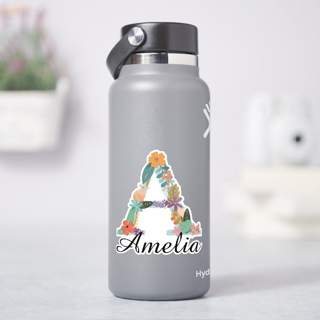 Personalised Floral Monogram Custom Name Botanical (HydroFlask)