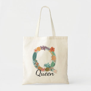 Personalised Floral Monogram Custom Name Botanical Tote Bag