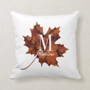 Personalised Floral Monogram Fall Maple Leaf Cushion