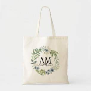 Personalised Floral Monogram Forest Flowers Tote Bag