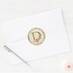 Personalised Floral Monogram, From A to Z  Classic Round Sticker