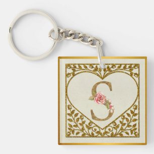 Personalised Floral Monogram, From A to Z  Key Ring