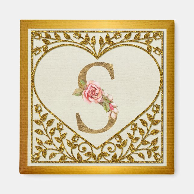 Personalised Floral Monogram, From A to Z  Magnet (Front)