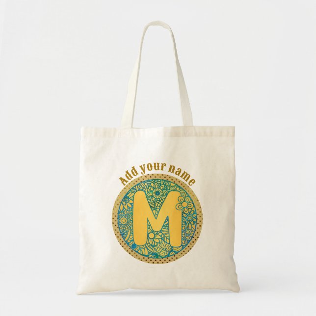 Personalised Floral Monogram, From A to Z Tote Bag (Front)