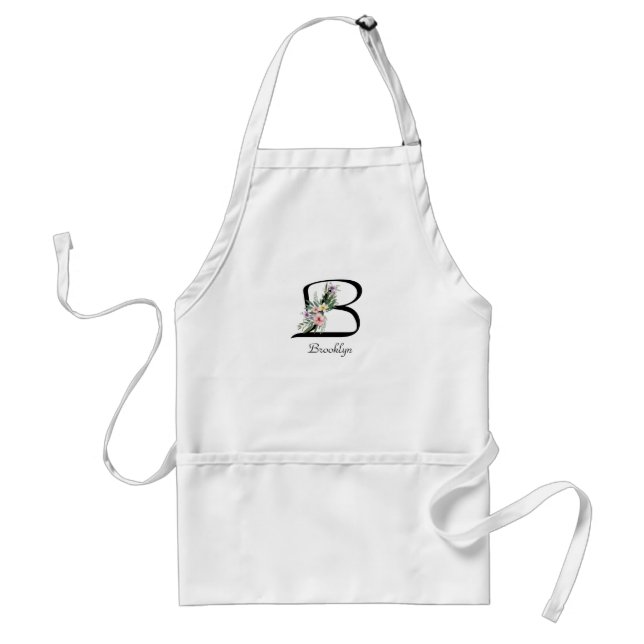 Personalised Floral Monogram Gift Retirees Apron (Front)