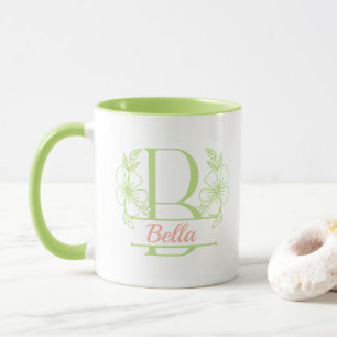 Personalised Floral Monogram Letter B Mug - Custom