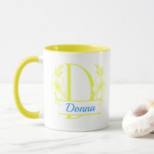 Personalised Floral Monogram Letter D Mug - Custom