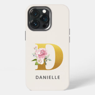 Personalised Floral Monogram Letter D Name iPhone 13 Pro Case