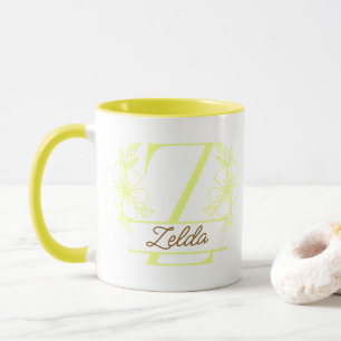 Personalised Floral Monogram Letter Z Mug - Custom