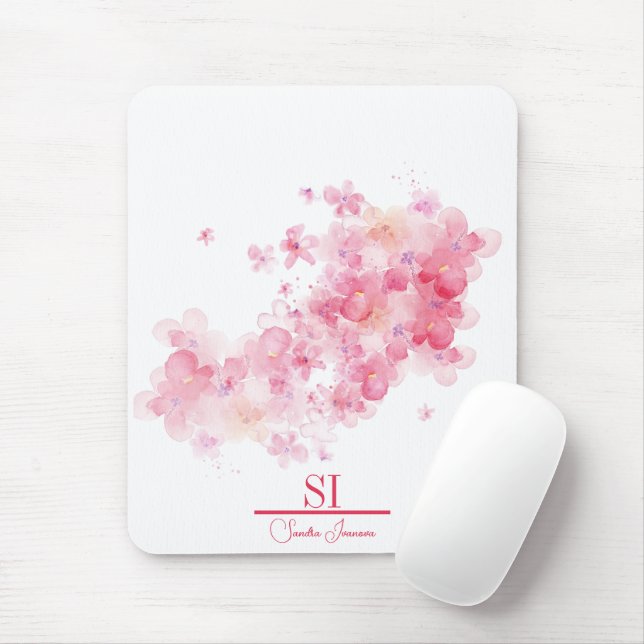 Personalised Floral Monogram Mousepad|Personalised Mouse Pad (With Mouse)