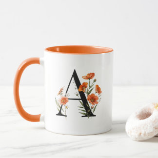 Personalised Floral Monogram Mug