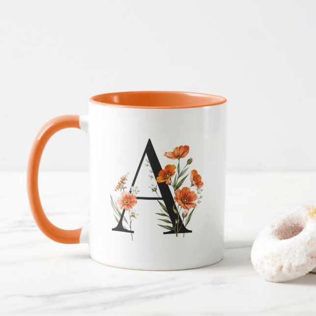Personalised Floral Monogram Mug (With Donut)
