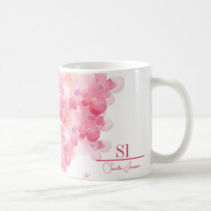Personalised Floral Monogram Mug   Custom Initials