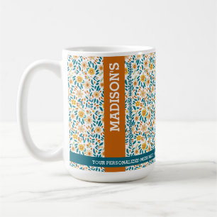 Personalised Floral Monogram & Name Coffee Mug